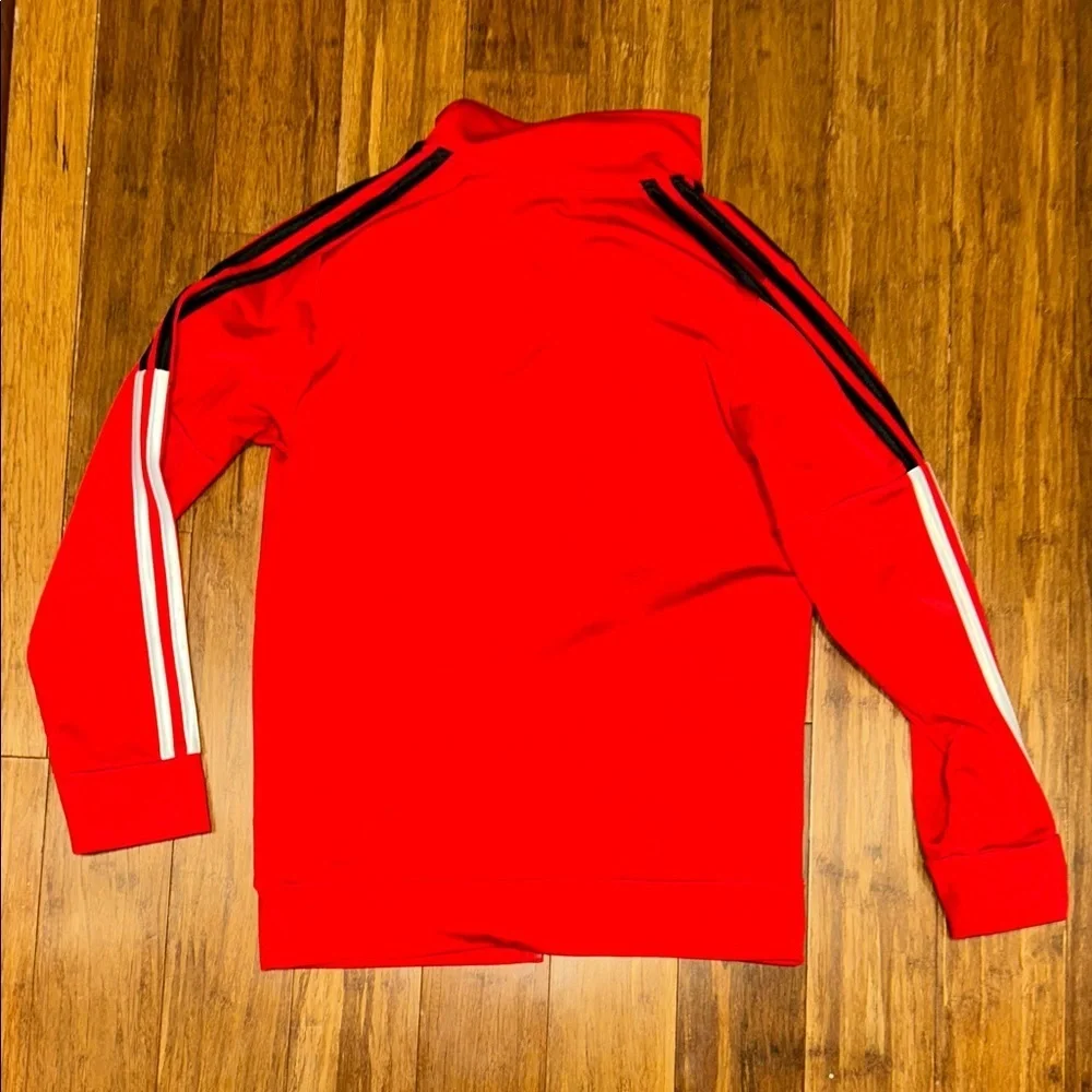 Adidas Kids Red Jacket with White Logo - Picture 8 of 9